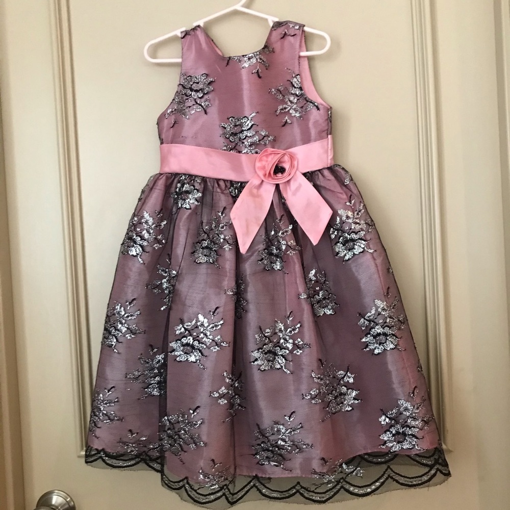 Jayne Copeland Girls' Shantung Sequin Floral Skirt
